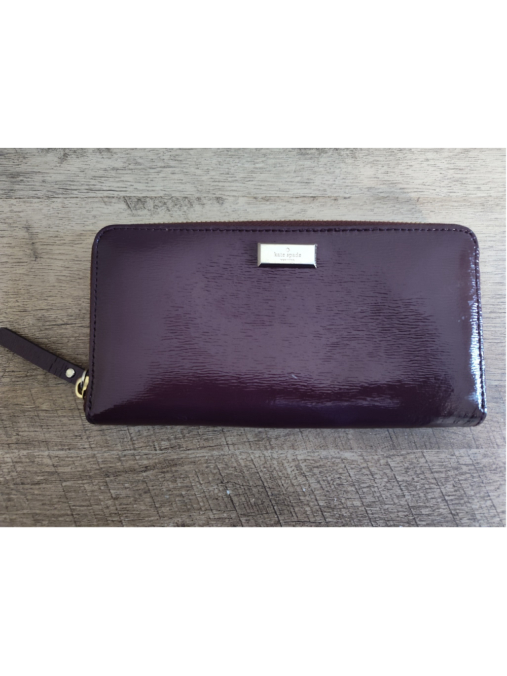 Women's Kate Spade Burgundy Patent Leather Zip Around Wallet
